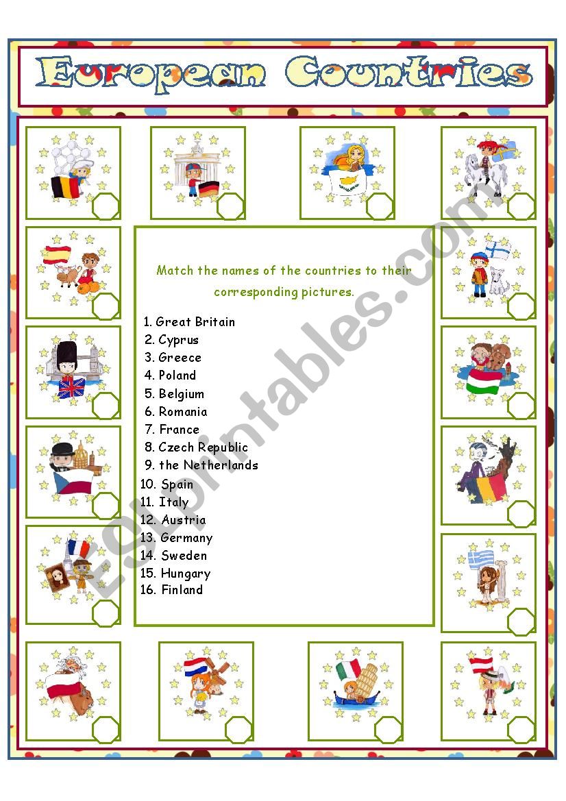 European Countries (2) worksheet