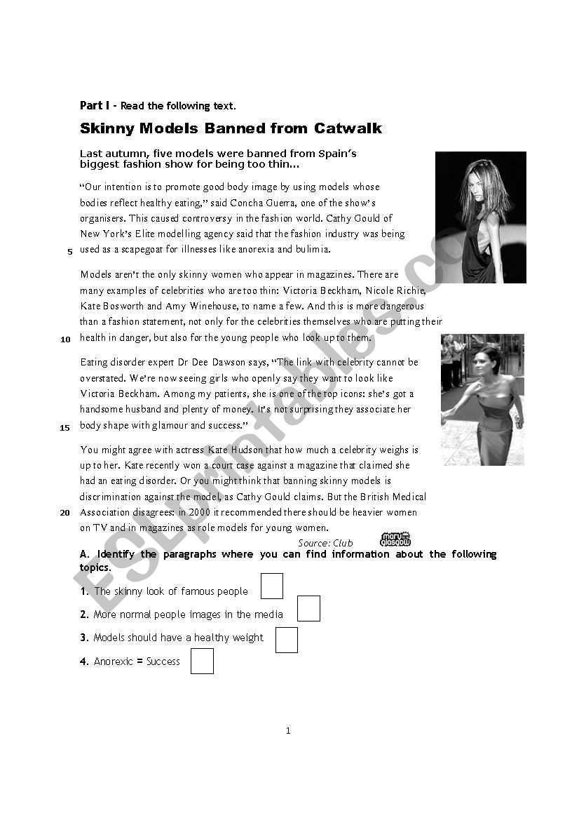 Skinny Models worksheet