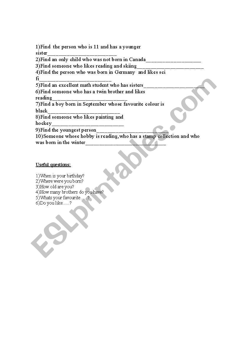 INTRODUCTION icebreaker worksheet