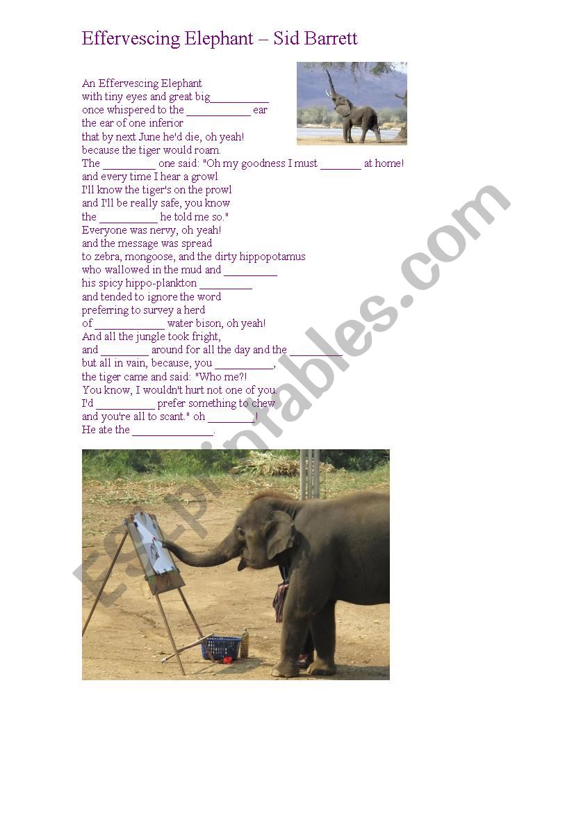 Effervescing elephant worksheet
