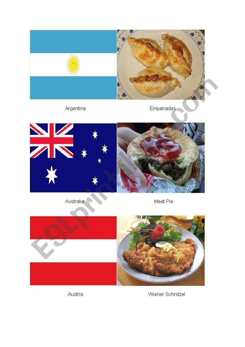 National Flag and National Dish Flashcards 01