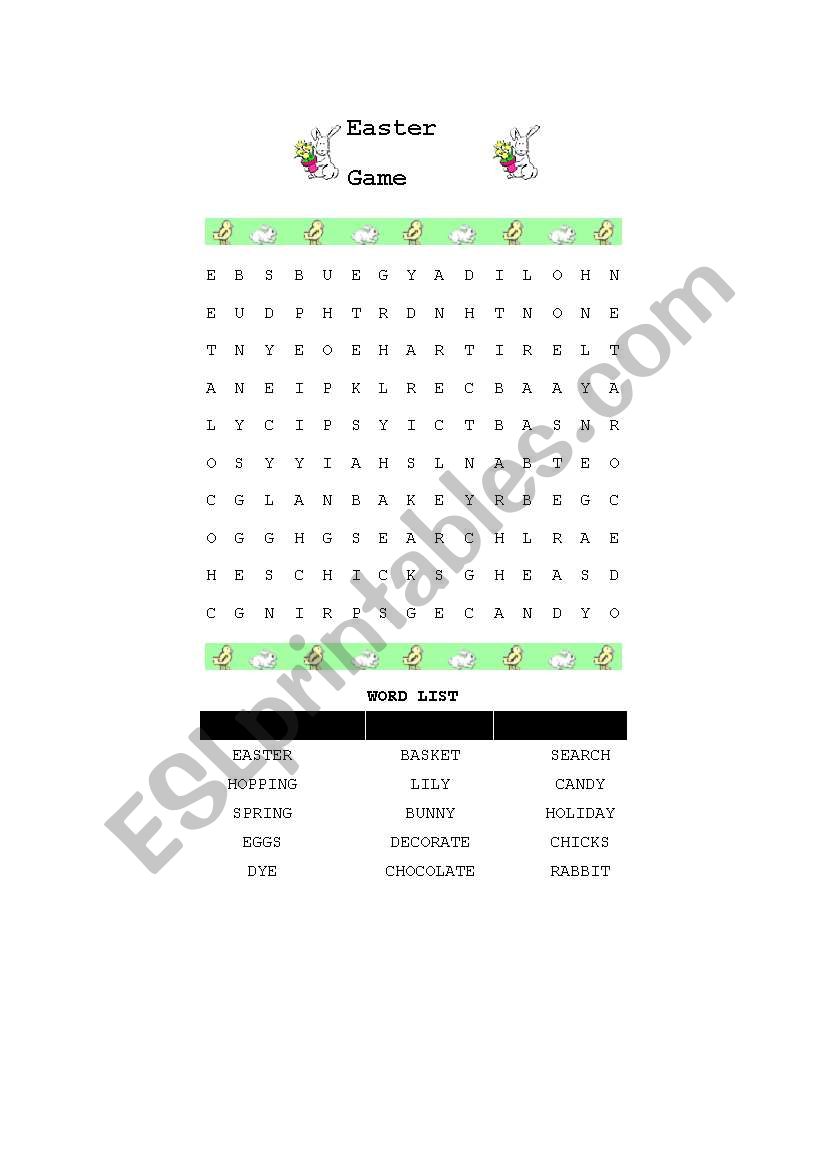 Word puxxle (Easter) worksheet