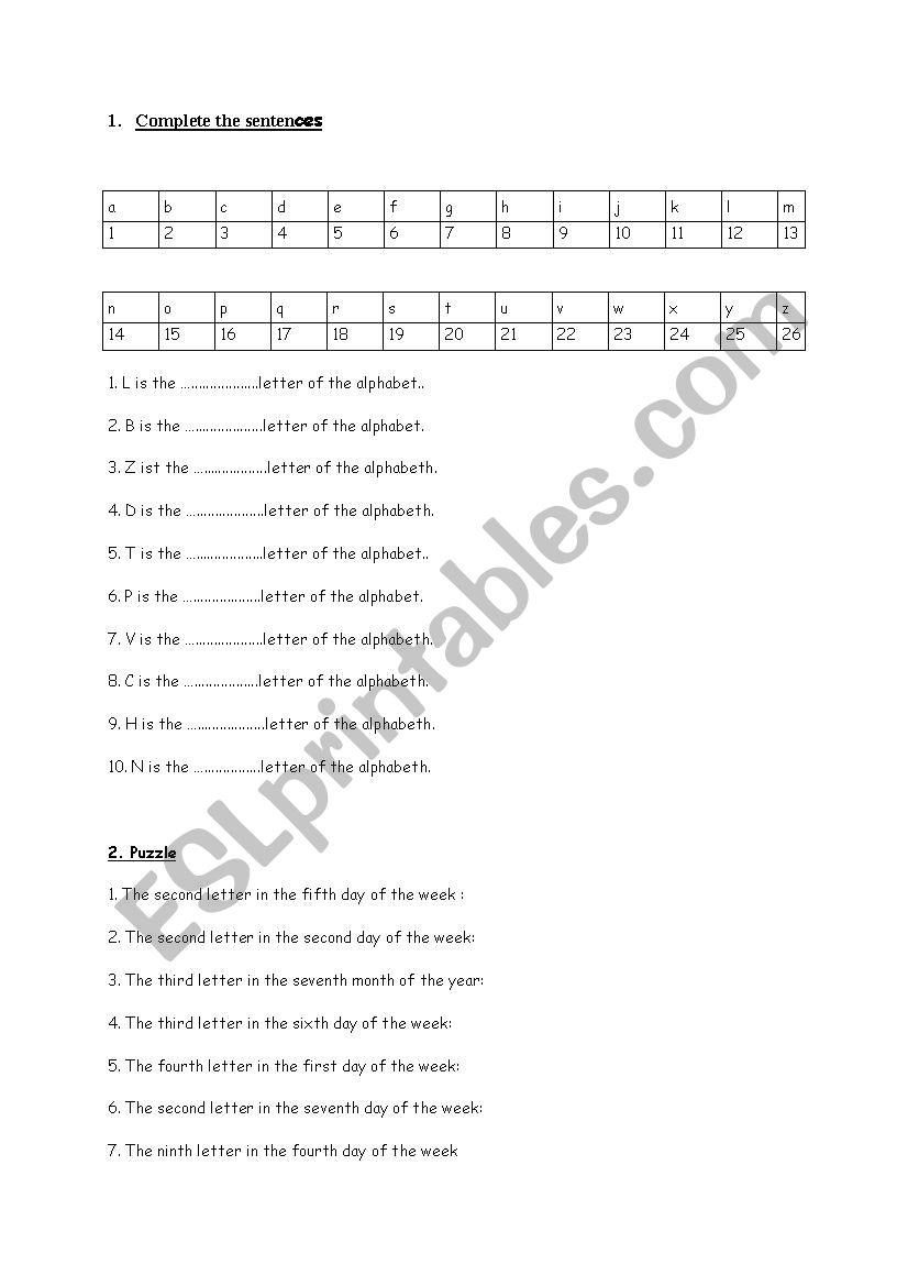 Number Quiz worksheet