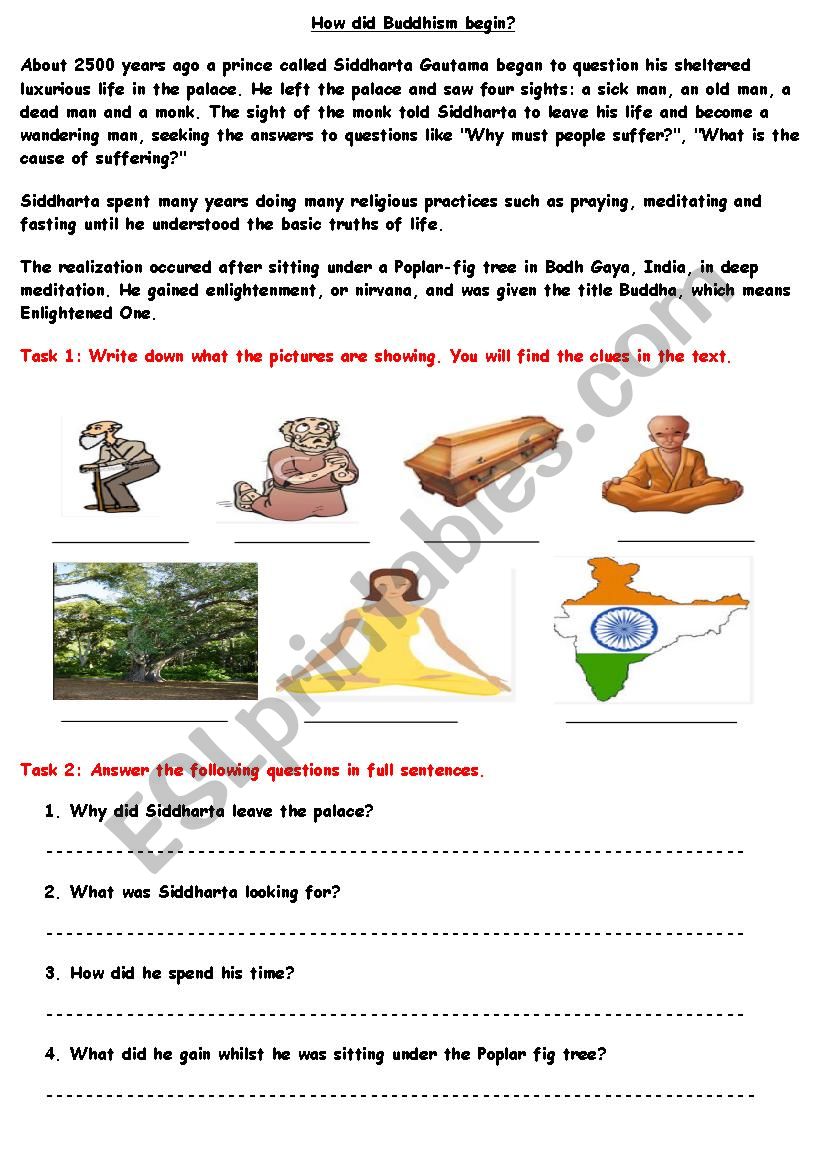Buddhism worksheet