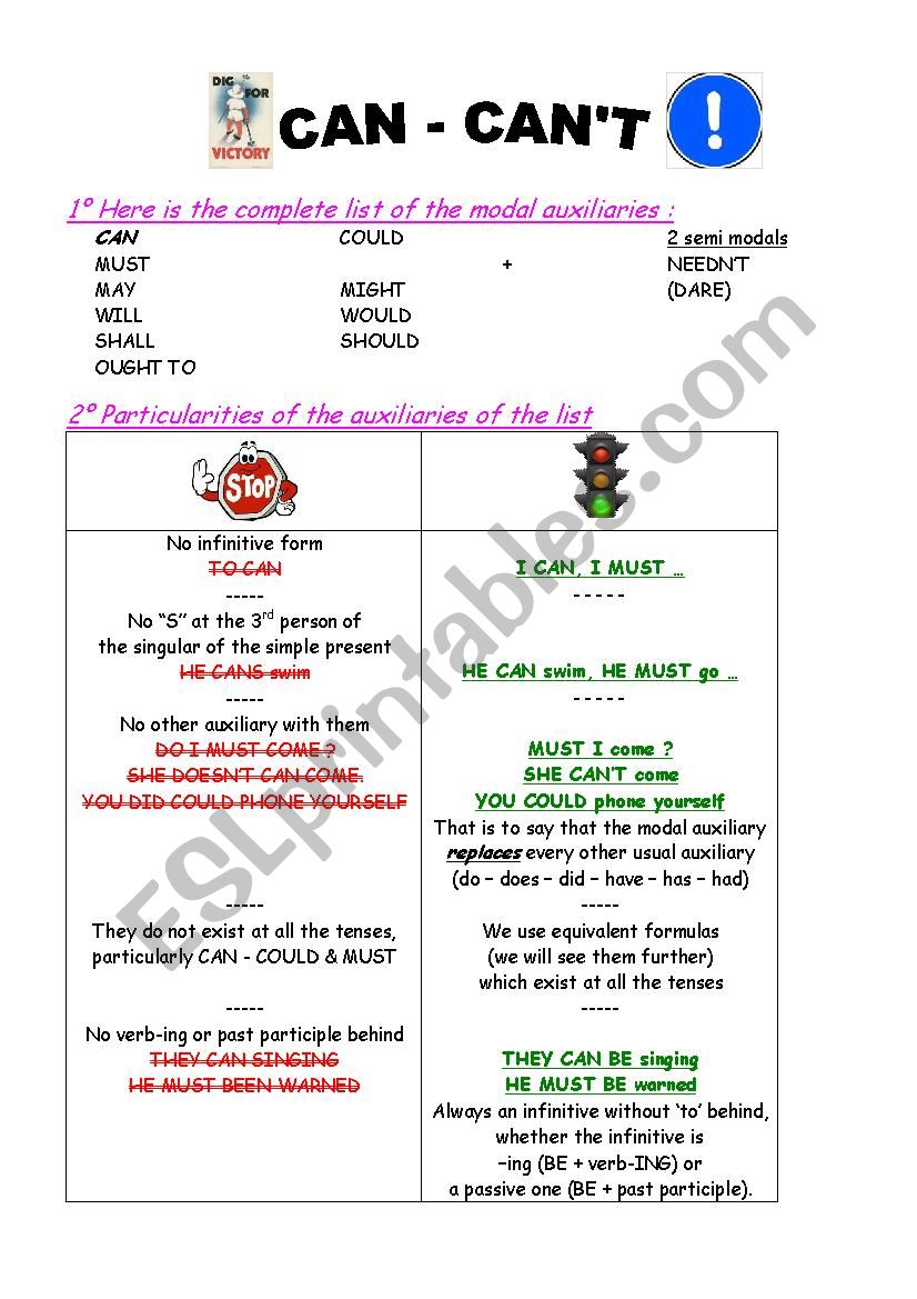 CAN & CANT worksheet
