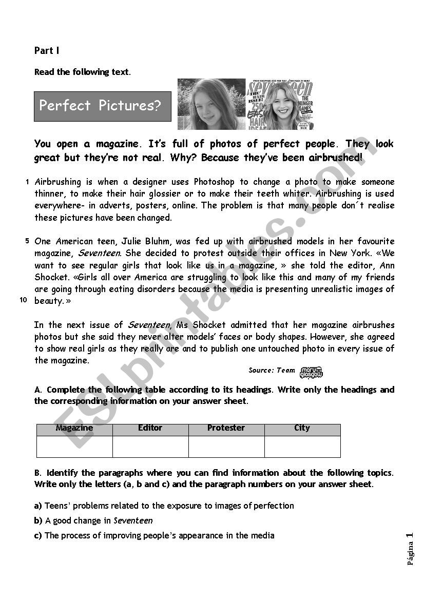 Perfect Pictures worksheet