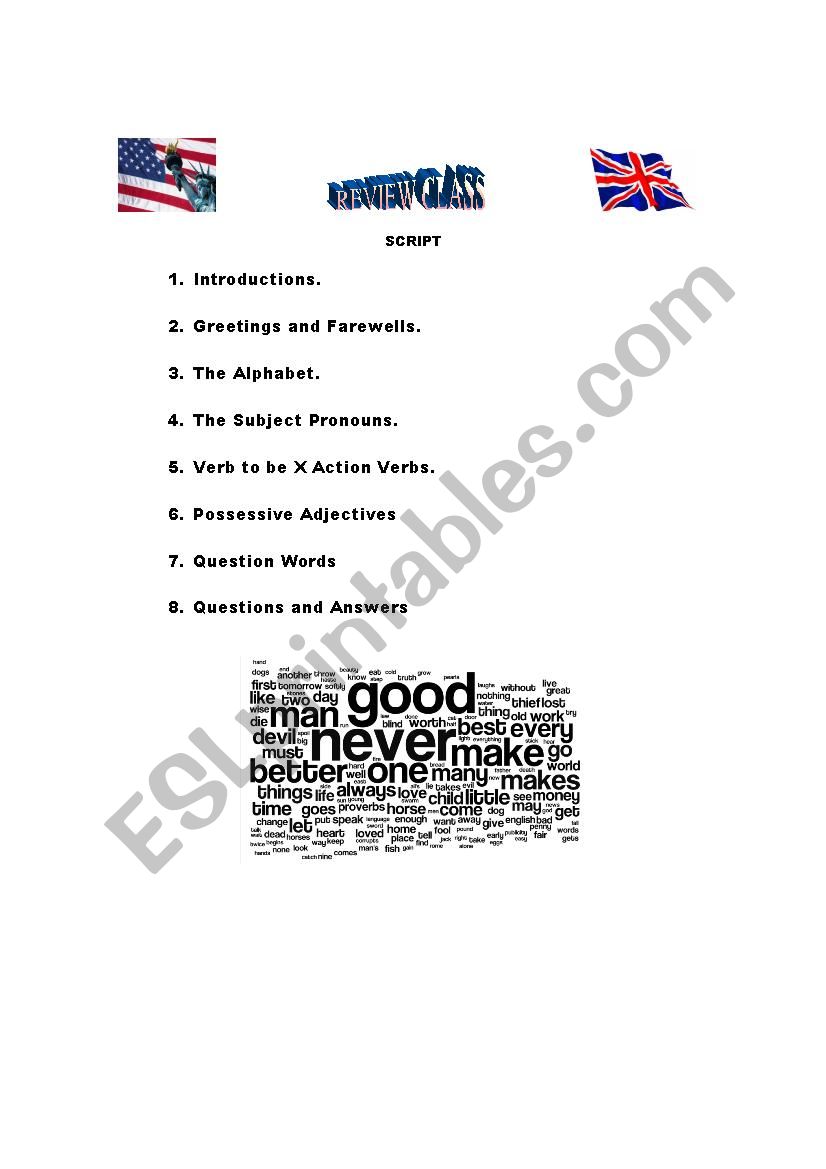 Beginners Review Class worksheet