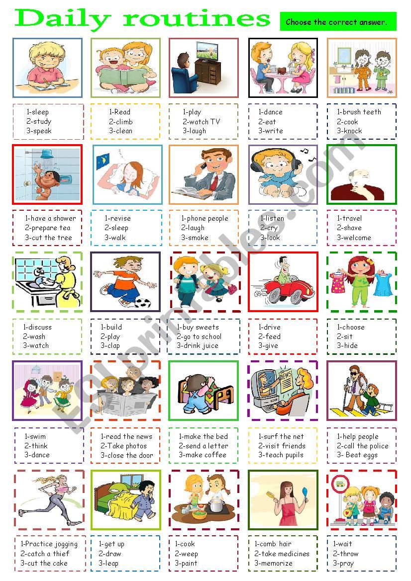 daily routines worksheet