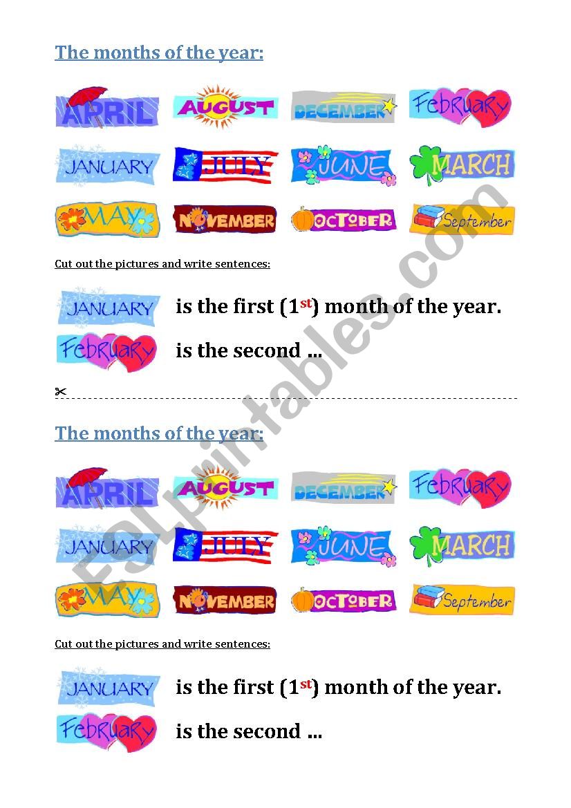 Months of the year - ordinal numbers