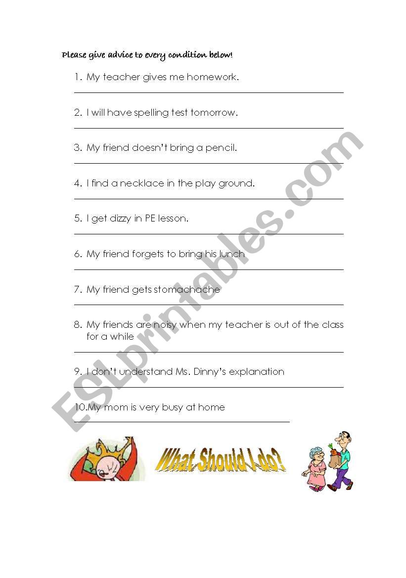 Giving advice worksheet