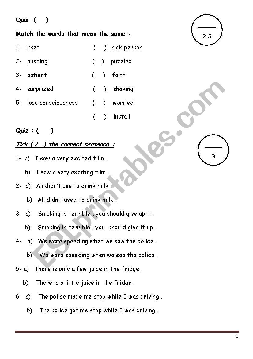 Varied Qiz - Grade 12 worksheet