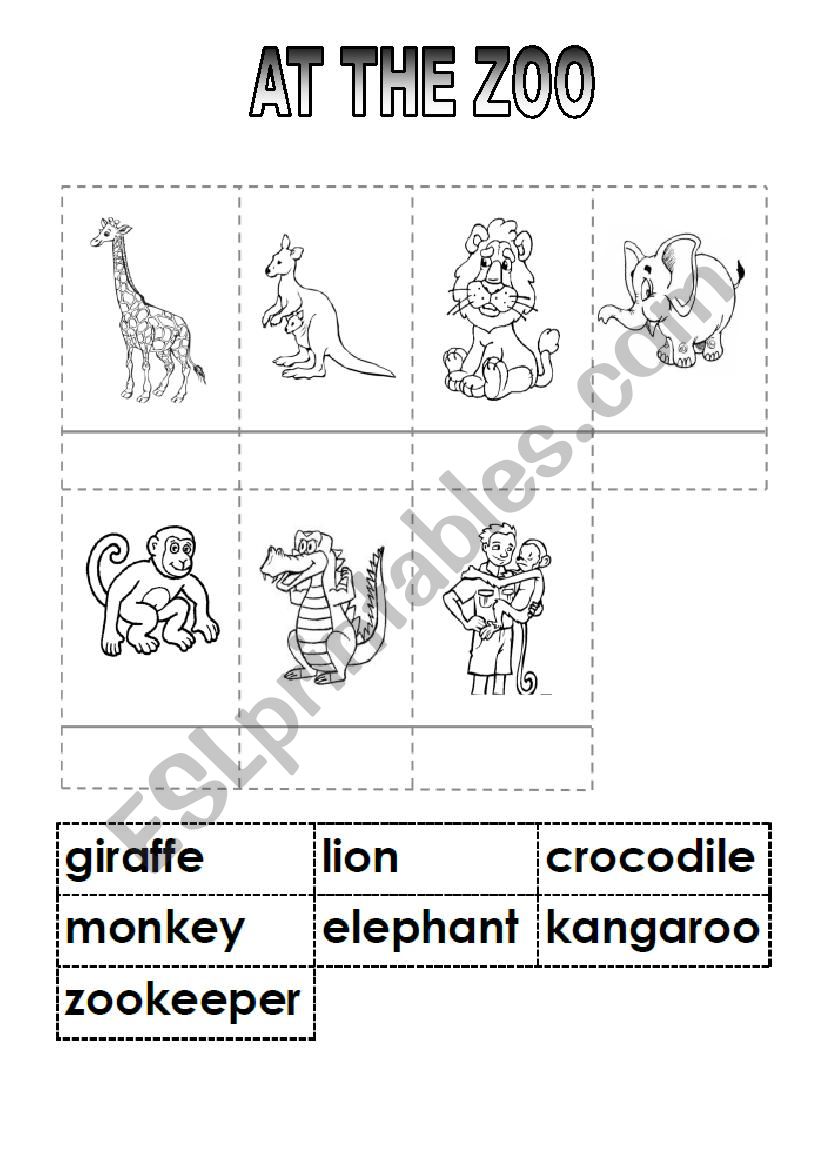 Zoo Vocabulary Cut Color and Glue