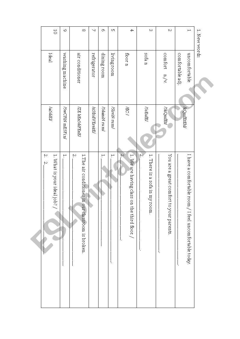 find a roommate worksheet