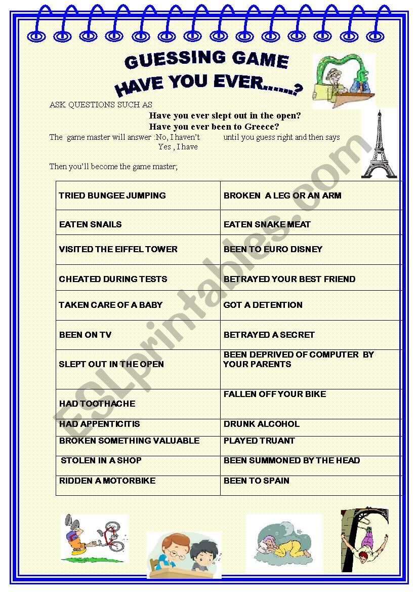 Have you ever.....? worksheet