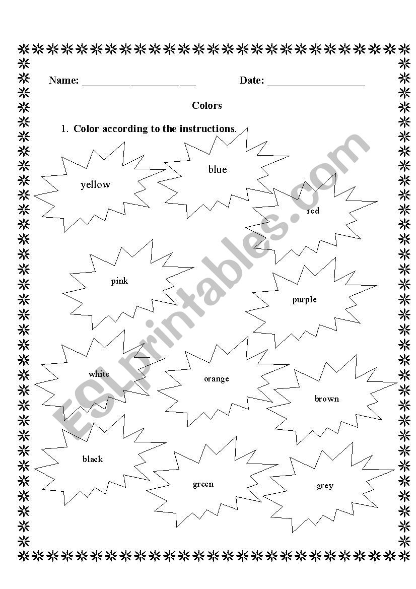 Colors worksheet