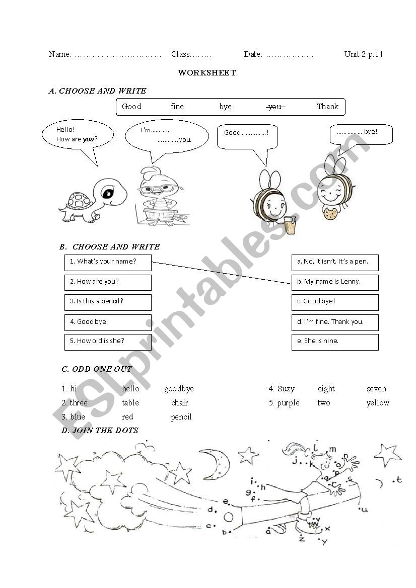 school objects worksheet