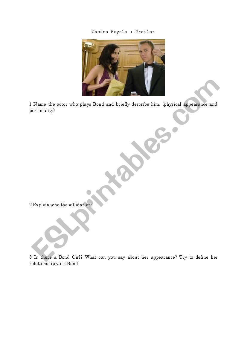 Casino Royale Trailer worksheet