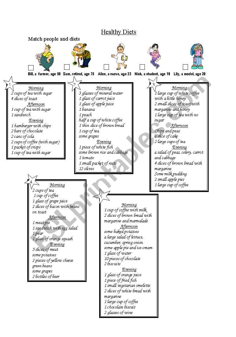 Healthy Diets worksheet