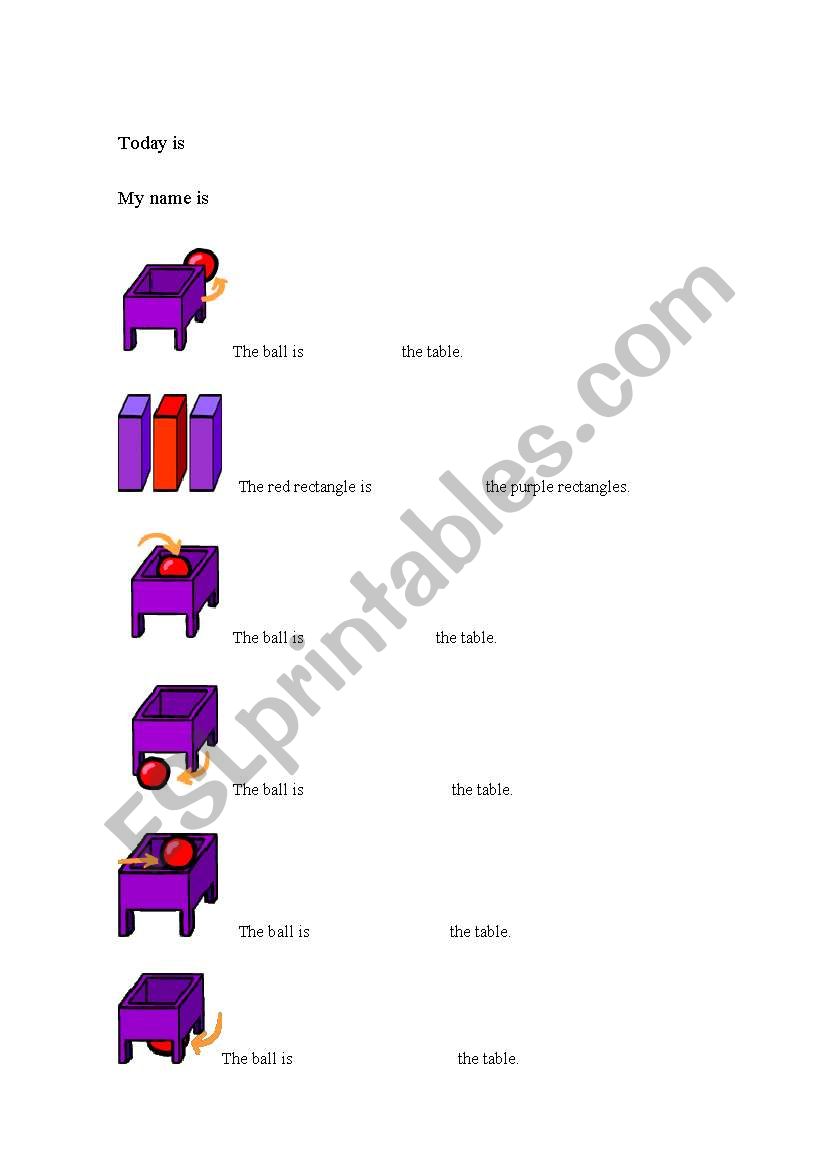 Prepositions of place worksheet