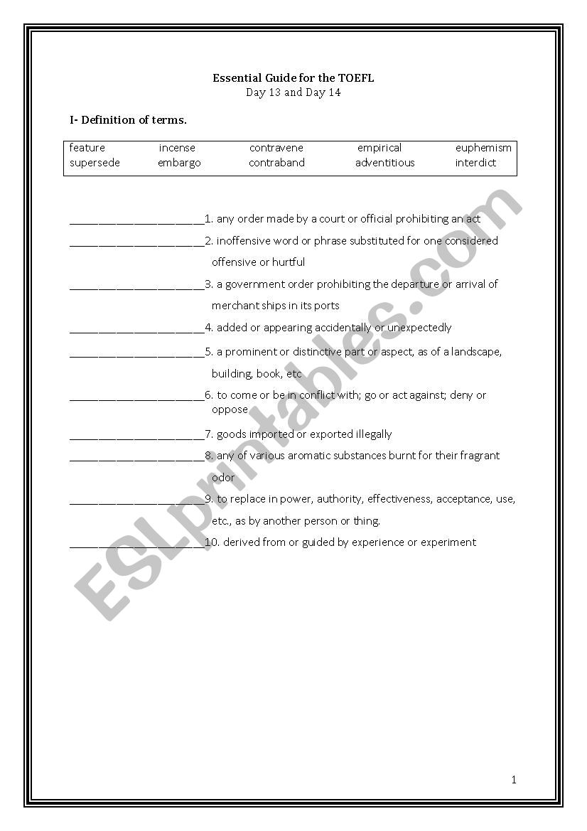 ETS Essential Guide for the TOEFL Vocabulary Day 13-14