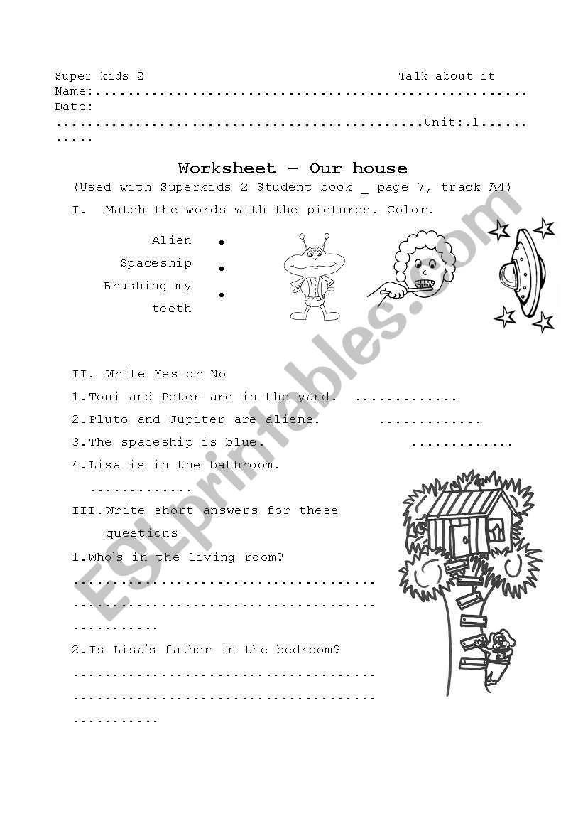 Our house worksheet