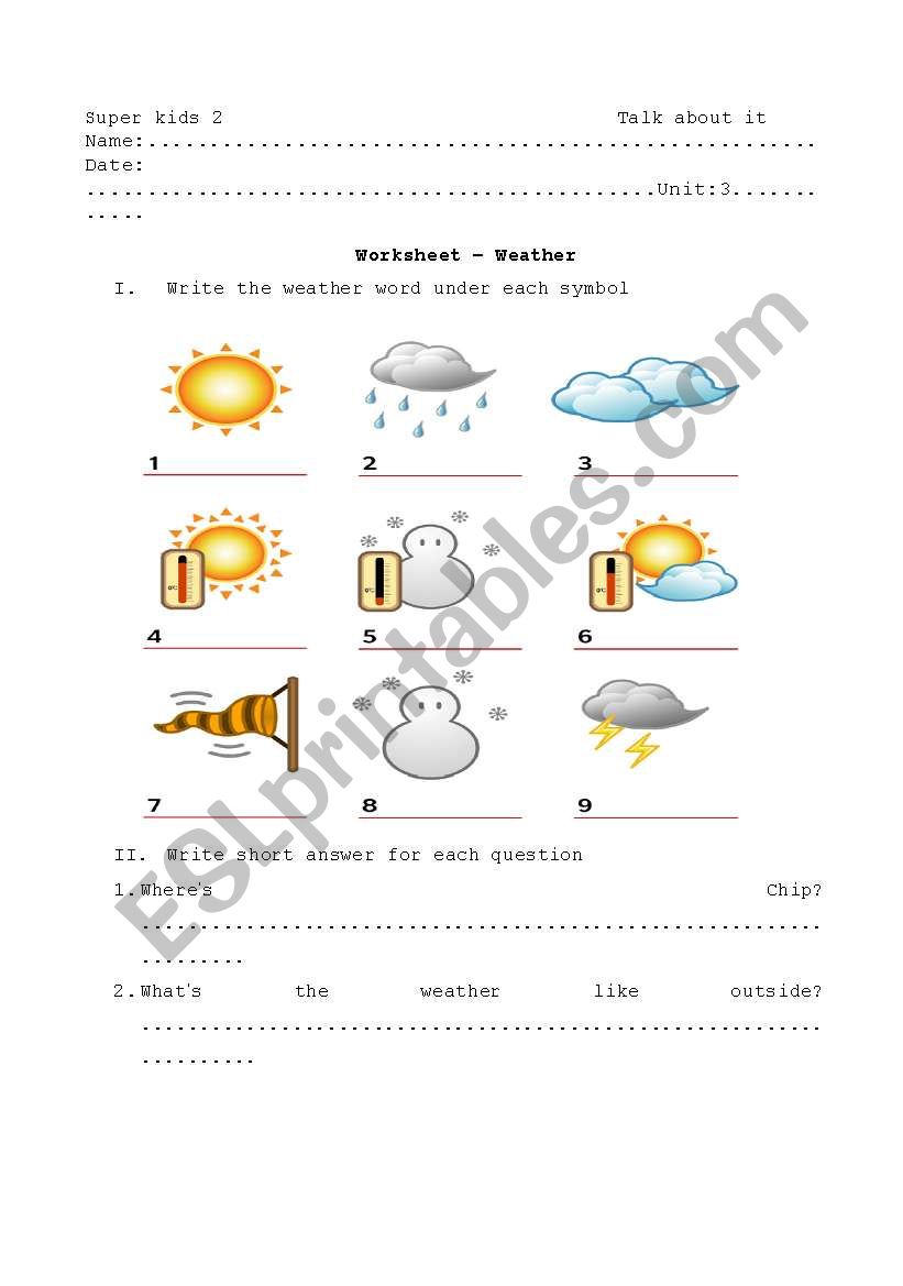 Weather worksheet