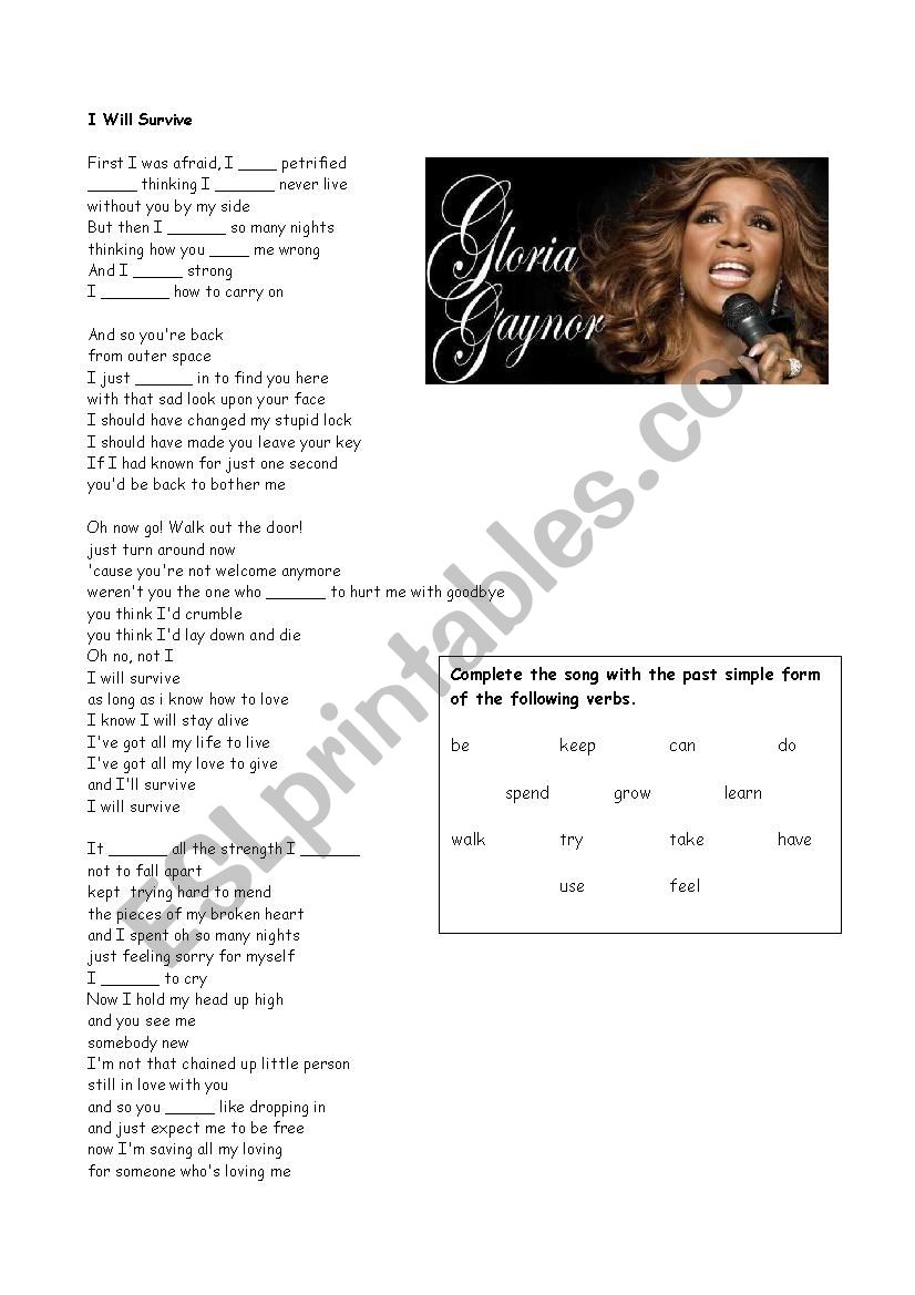 Song in past I will Survive  worksheet