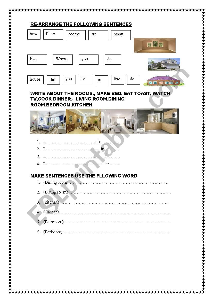 rooms worksheet