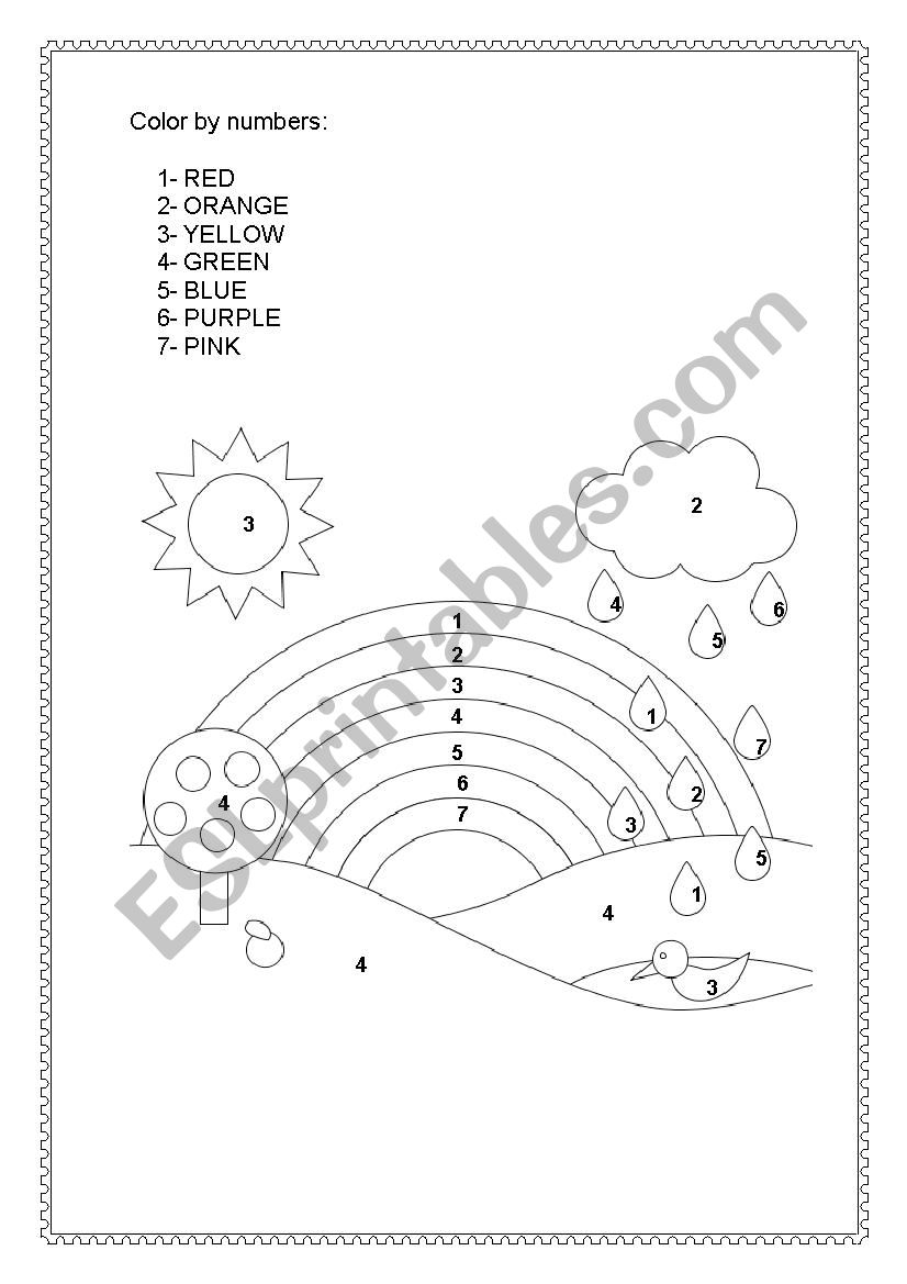 Color by numbers worksheet