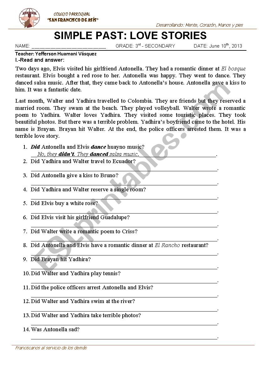 simple past worksheet