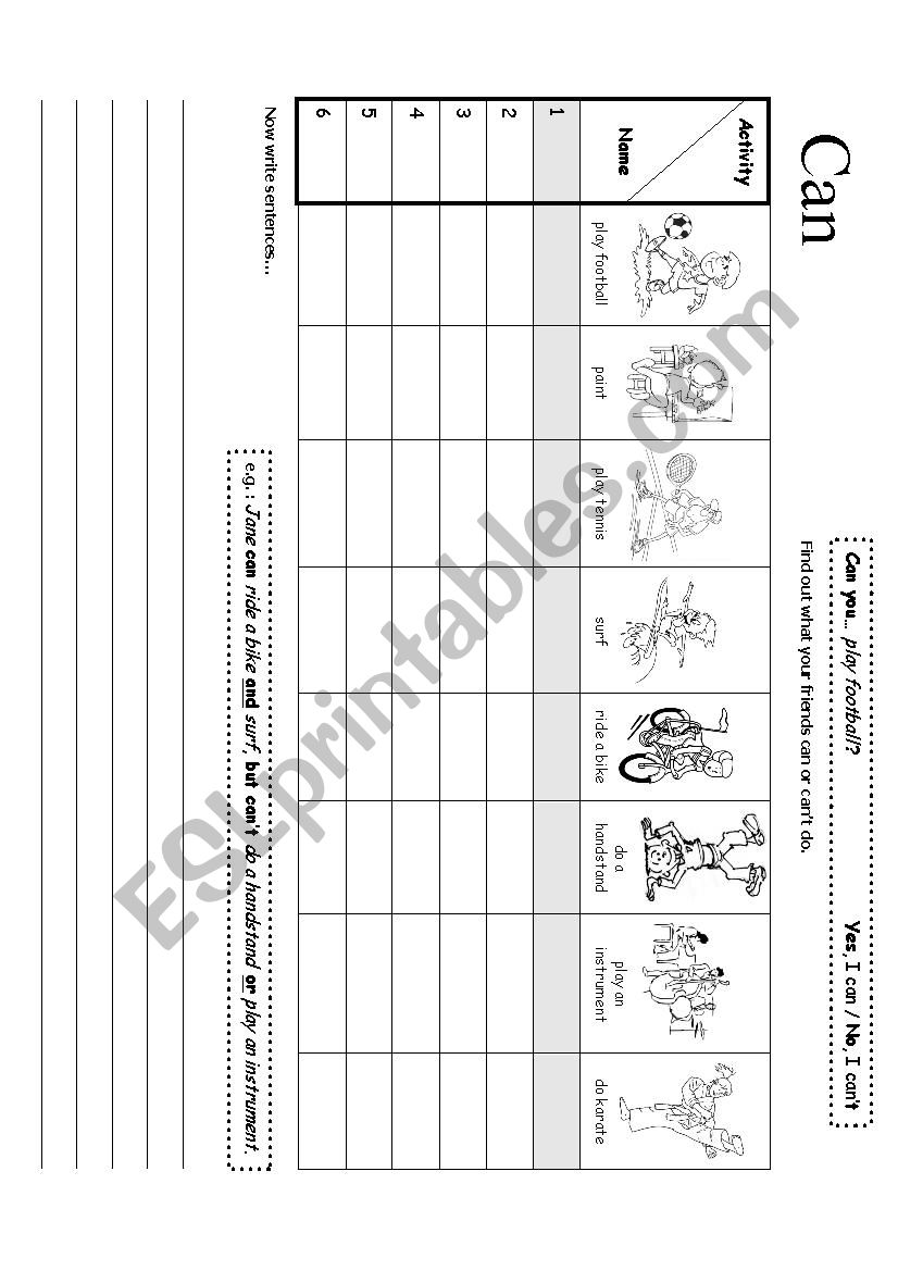 What can you do...? worksheet