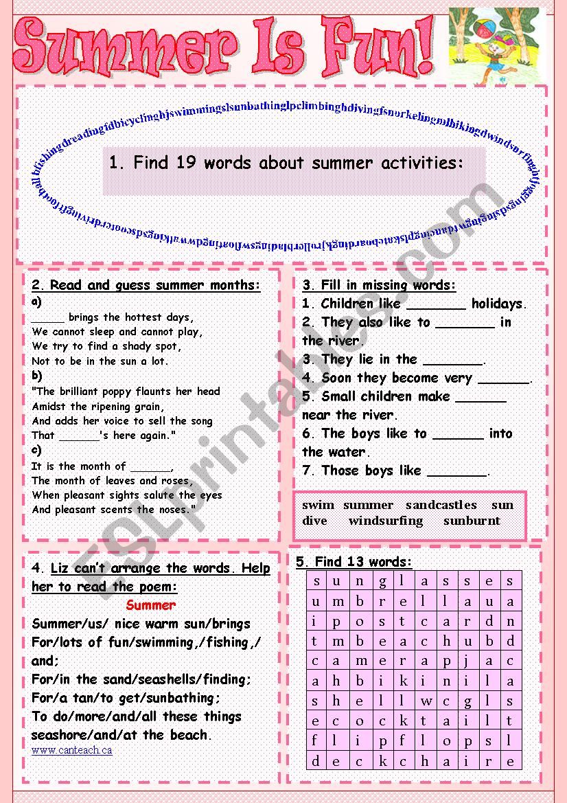 Summer Is Fun! worksheet