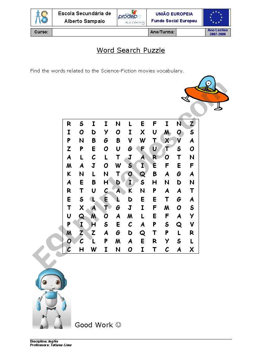 Word Puzzle - Science Fiction worksheet