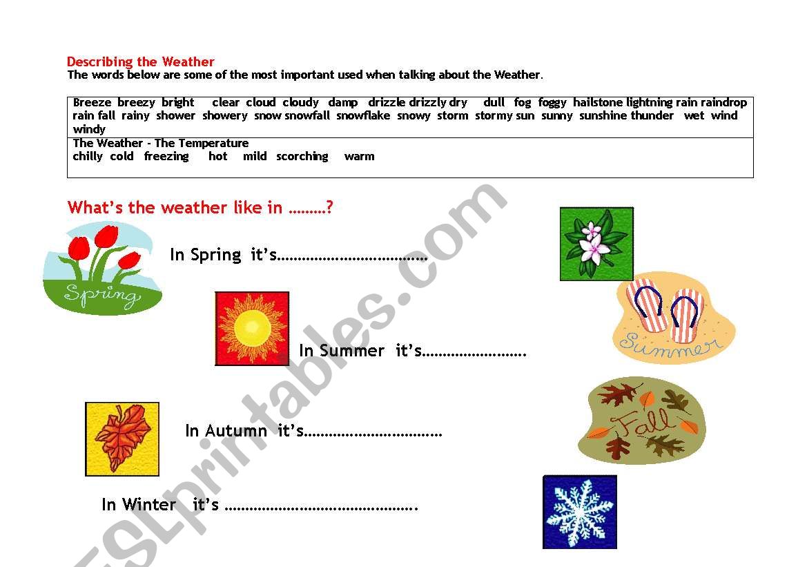 THE WEATHER worksheet