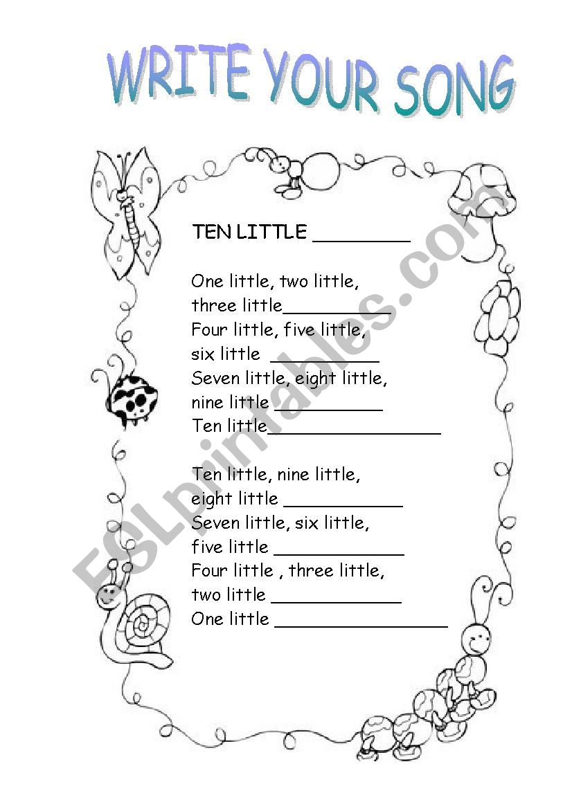 ten little song worksheet