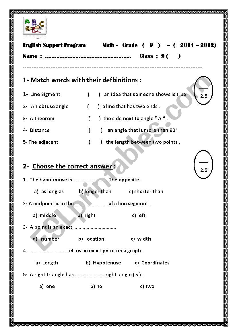 Scientific English Exam  worksheet