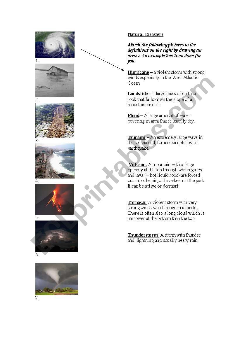 Natural Disasters worksheet