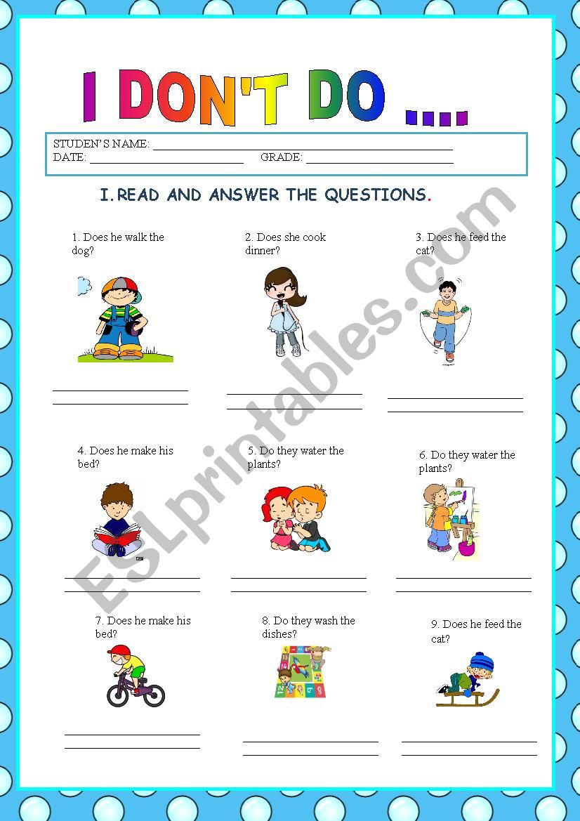 I don´t do...  worksheet