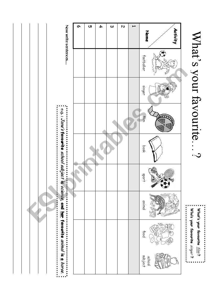 Whats your favourite...? worksheet