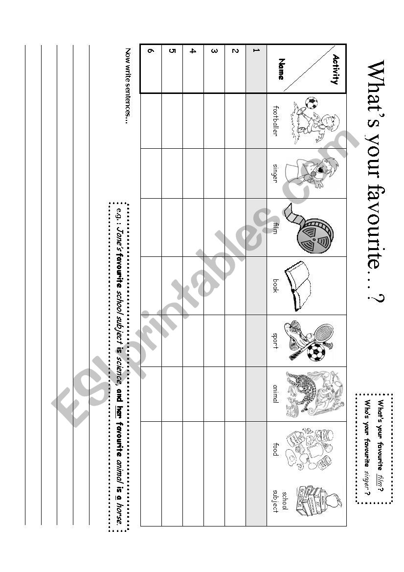 WhatÂ´s your favourite...? worksheet