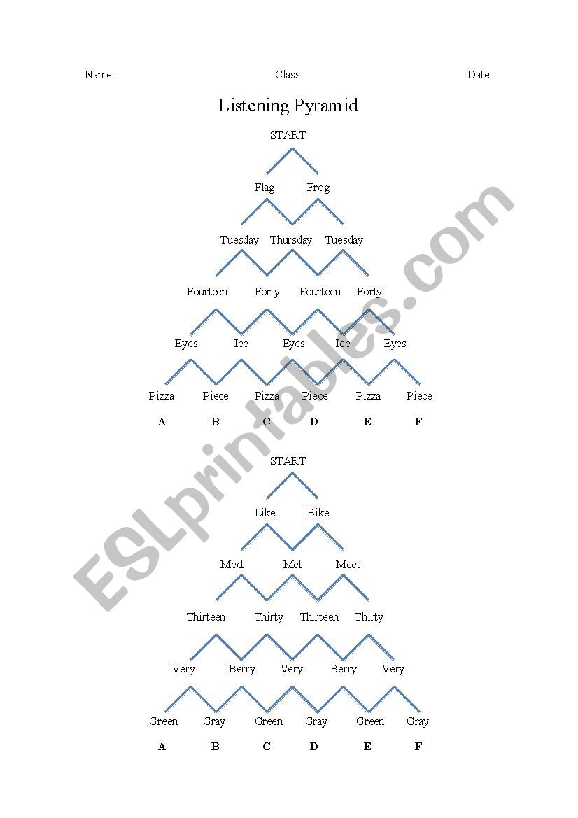 Pronunciation Pyramid worksheet
