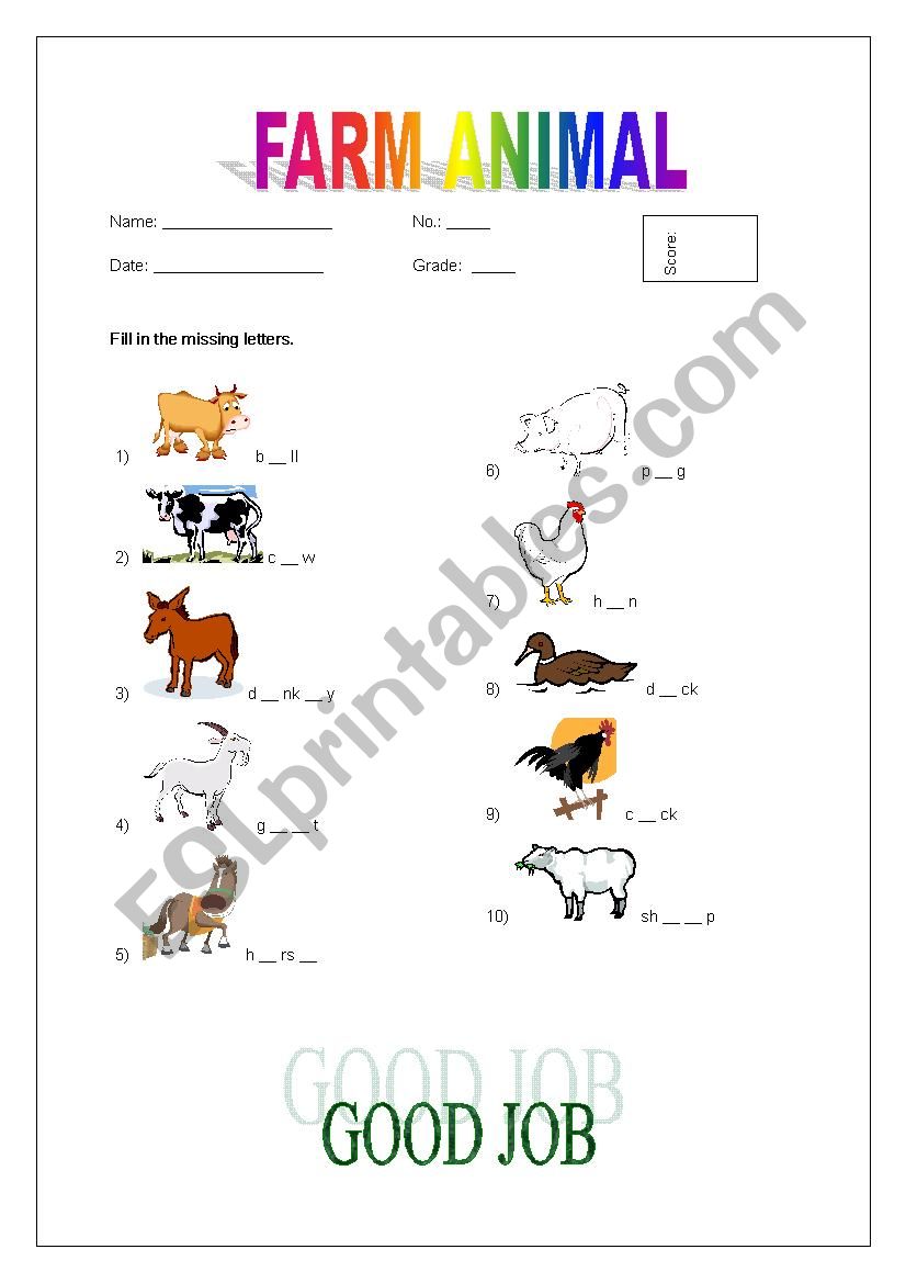 Farm Animal worksheet