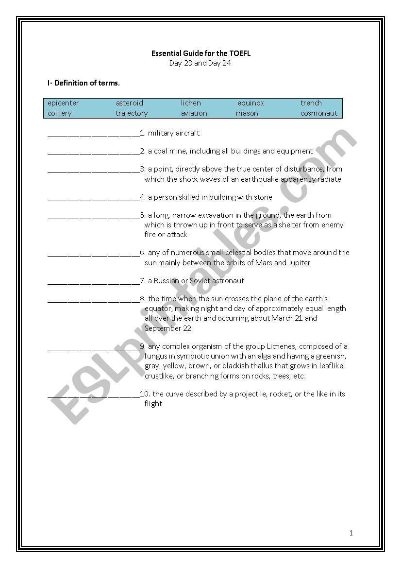 ETS Essential Guide for the TOEFL Vocabulary Day 23-24