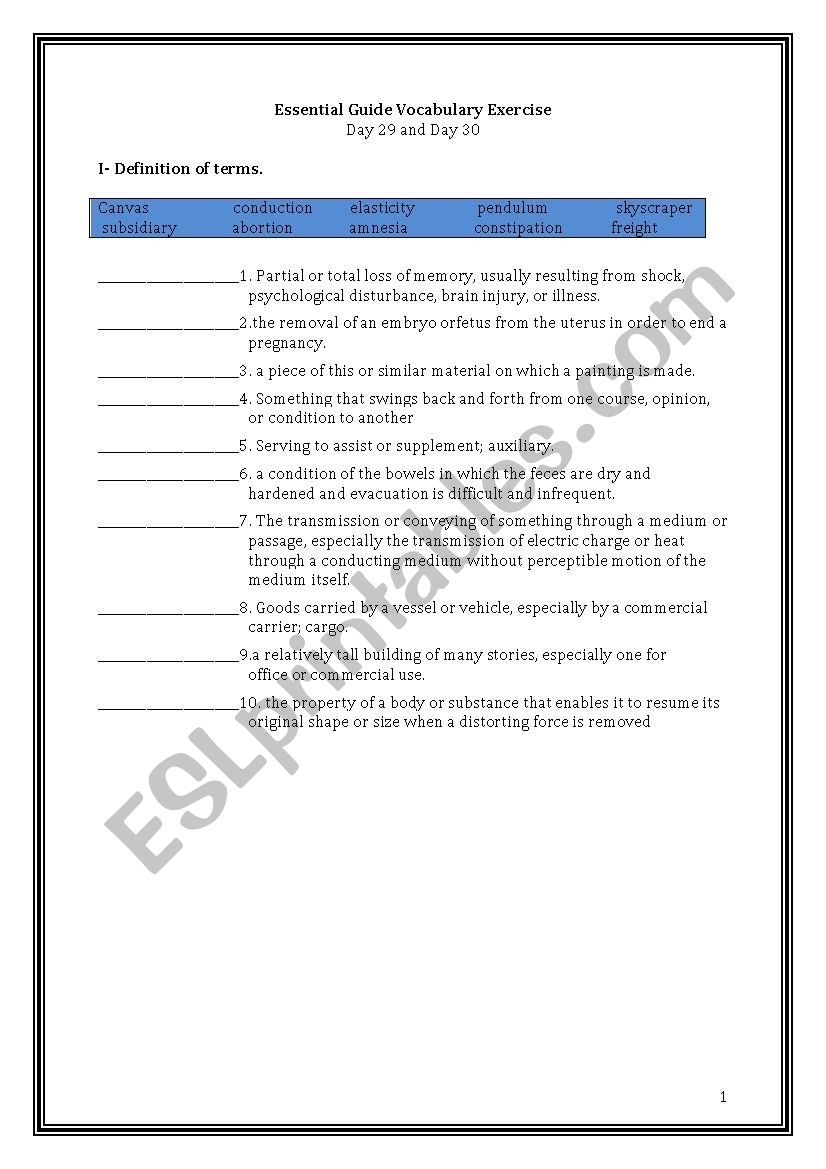 ETS Essential Guide for the TOEFL Vocabulary Day 29-30