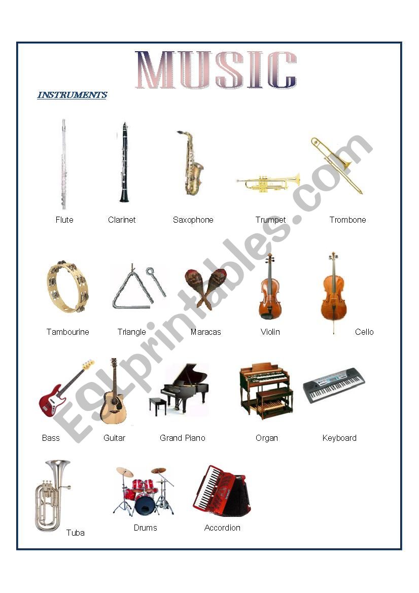 Music and Sports worksheet