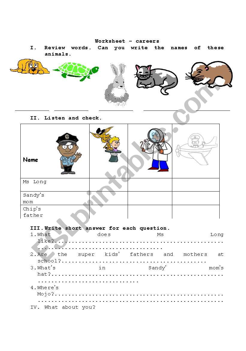 Careers worksheet