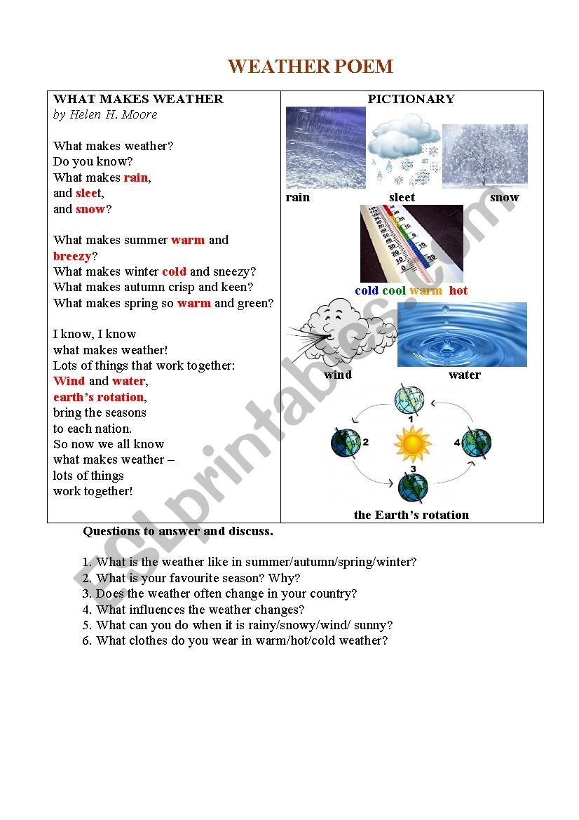 WEATHER POEM worksheet