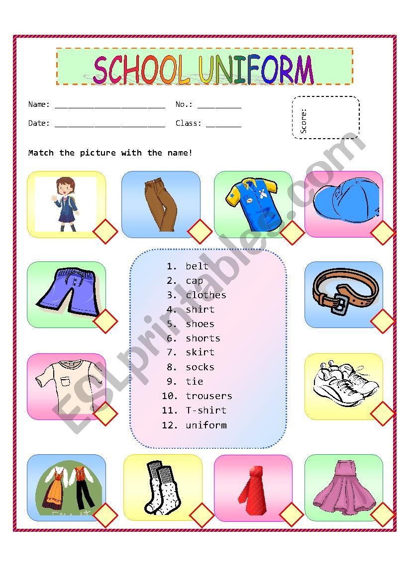 Clothes worksheet