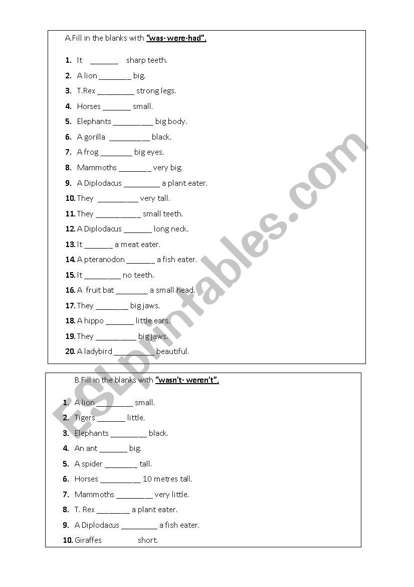 past tense worksheet