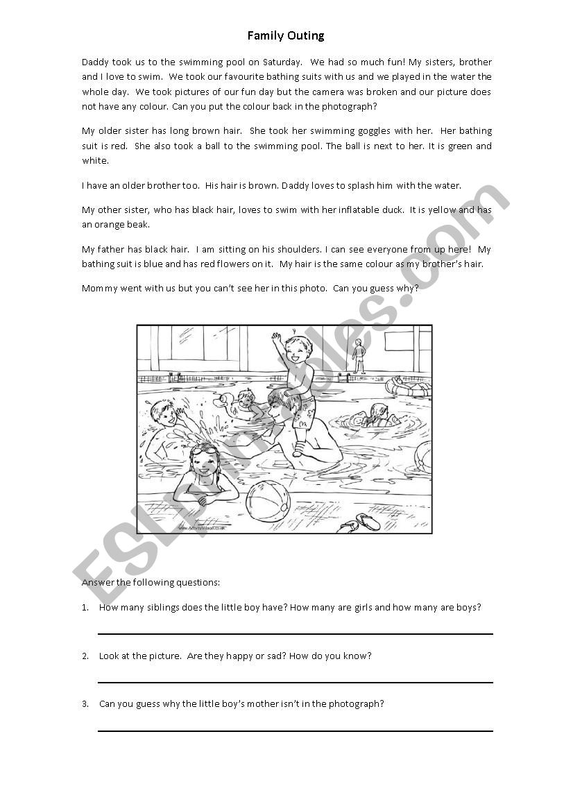 Family Outing worksheet